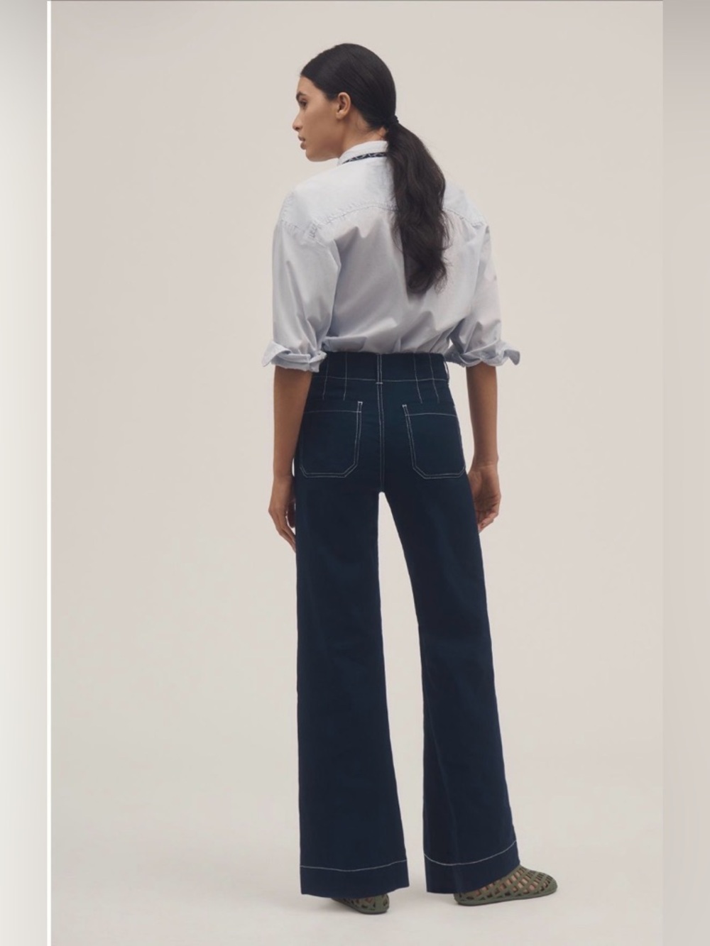 💜Maeve The Colette Contrast-Stitch Wide-Leg Pants | Size 33 - Picture 5 of 11